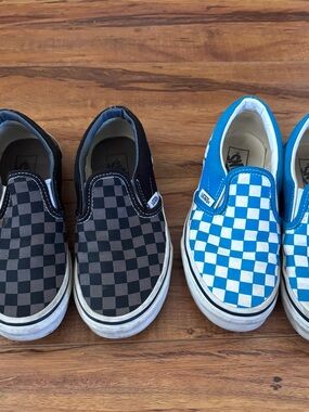 Vans Kids Classic Slip-On Checkerboard Sneakers - Blue & Black